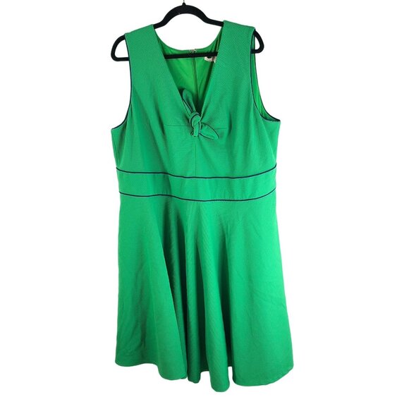 Hutch Fit & Flare Dress Sleeveless Tie V-Neck Zip Back Green Plus Size 3X - Picture 1 of 5